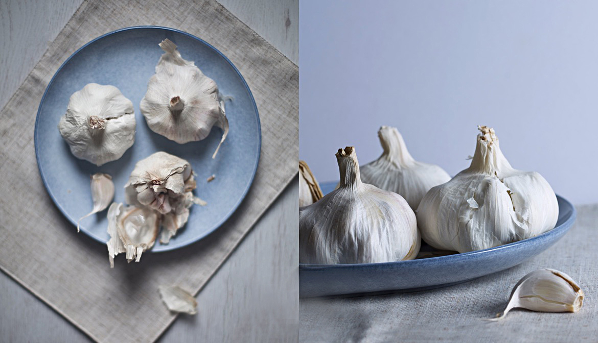 garlic on a plate food photographer food photography uk