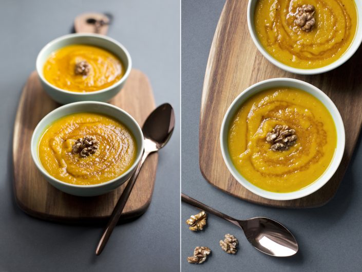 Pumpkin and Walnut Soup with maple syrup, Food photographer Liverpool, Manchester, London, birmingham