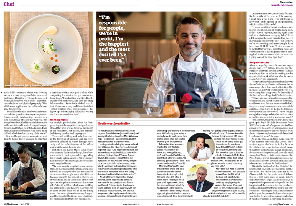 The Caterer Magazine -tim Allen-portraits chef photography and food photography
