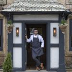 Tim Allen Chef at the door of his Michelin restaurant solo in Aughton